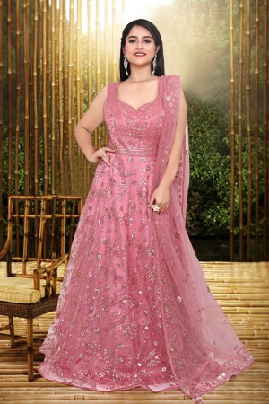 Exclusive  Pink Net  Gown